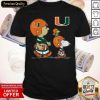 The Peanuts Charlie Brown And Snoopy Woodstock Miami Hurricanes Football Shirt- Design By Romancetees.com