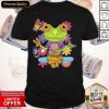 Peace Hand Sign Hippie Retro Trippy Colorful Frog Shirt